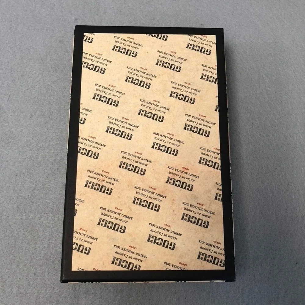 Authentic Gucci Gift Box Dust Bag Beige Black Logo Print 9x5.5x2 Small Rectangle